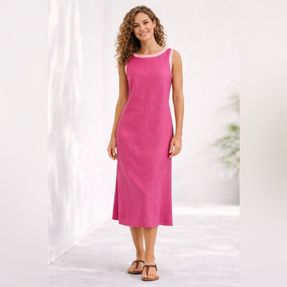 Talbots Dresses & Skirts - Vintage Talbots Irish Linen Sleeveless Sheath Midi Dress Pink Size 8